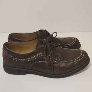 Hush Puppies Bronze Metallic Lifetime Oxford Lace-Up Suede Shoes 8.5
